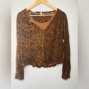 Pilcro Brown Leopard Print Blouse